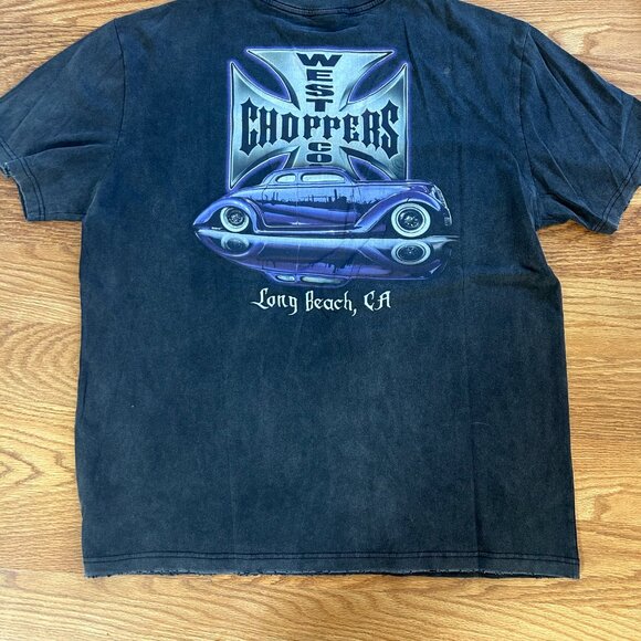 Distressed West Coast Choppers Shirt Black Fade Mens Large/ XL - Picture 1 of 4